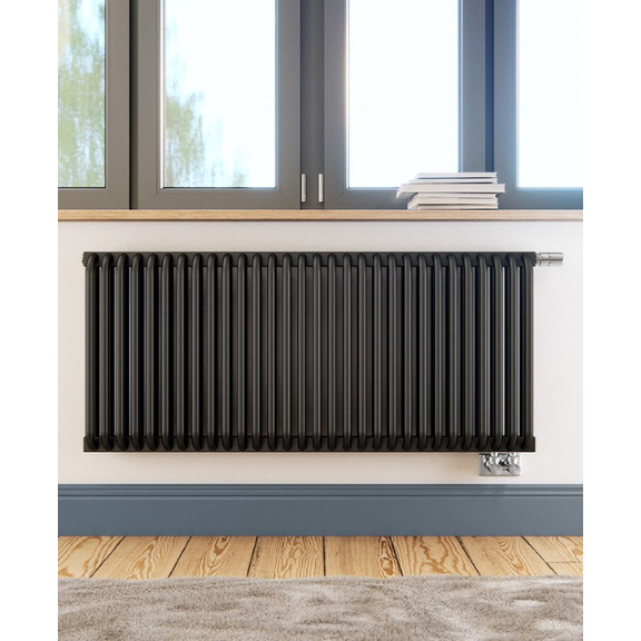 TERMA Delfin dizajnový radiátor pod okno horizontálny 540x1220 farba Metallic Black